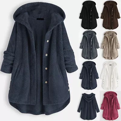£19.89 • Buy Plus Size Womens Teddy Bear Fleece Hooded Coat Fluffy Jacket Winter Outwear 6-22