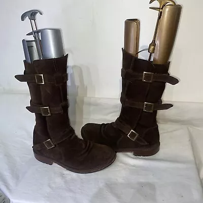 £61.75 • Buy FIORENTINI BAKER  SUEDE LADIES MID-CALF BIKER  BROWN BOOTS Uk 7 Eur 40 Ref My01
