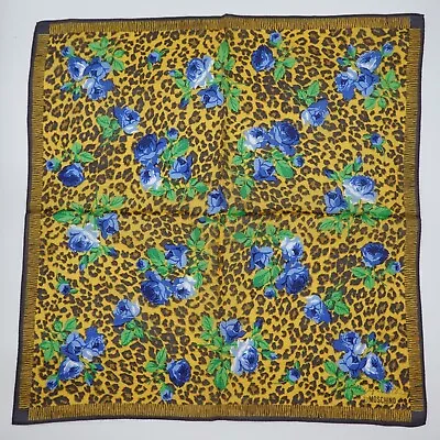 Authentic Original Moschino Leopard Flower Rose Floral Cotton Scarf 18 X18.5  • $10.99