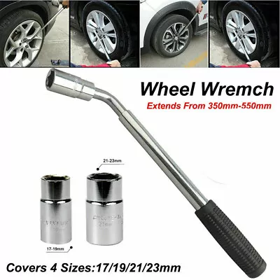 Telescoping Lug Wrench Standard Sockets Breaker Bar Wheel Tire Rim Lock Nut Tool • $17.99