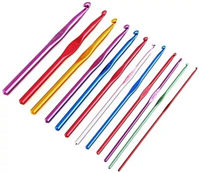 £3.75 • Buy 12pcs Multi Colour Aluminum Crochet Hooks Yarn Knitting Needles Set Kit