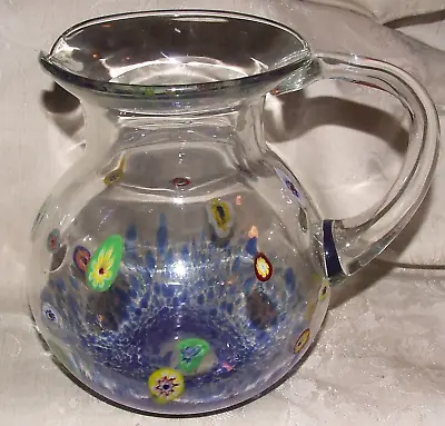 1950s Fratelli Toso Venetian Glass Large 8  PITCHER Millefiori Cane Murano Italy • $235