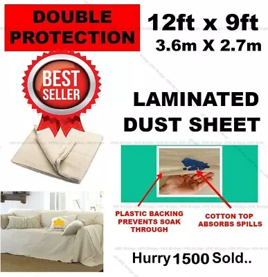  Cotton Dust Sheet Large Heavy Duty Decorating Paint Protection Twill Cover DIY • £8.65