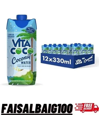 Vita Coco Pure Coconut Water 12X330Ml Naturally Hydrating Packed With Electrol • £23.33