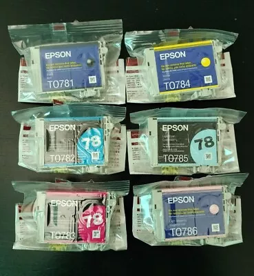 Set 6 Genuine Epson 78 Ink T0781 Black T078920 C (T0782-T0784-T0786)_Fit 77 Inks • $49.89