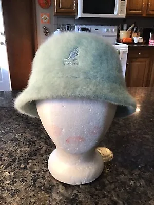 VINTAGE Kangol FURGORA Bucket Bin Hat Fuzzy Angora Blend MEDIUM MINT GREEN NICE • $59.90