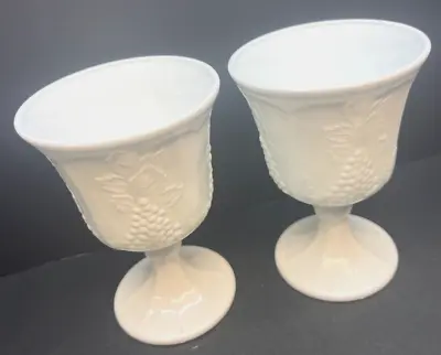 Vintage Indiana Glass Colony Harvest White Milk Glass Water Goblets • $19.97