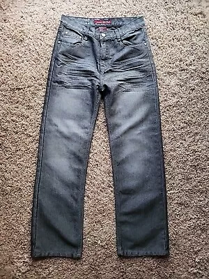 VTG OLD SKOOL JEANS 2000s Y2K SHINY Denim Pants WIDE LEG Baggy Silver Metallic • $16