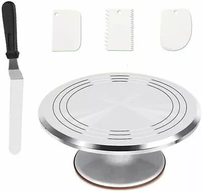 12  Aluminum Cake Turntable Set Kit Kitchen Decorating Revolving Display Stand • £22.99