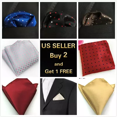 Men's Satin Silk Pocket Square Hankie Hankerchief Wedding Party Formal Suit • $4.59