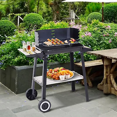 Charcoal BBQ Grill Trolley Barbecue Patio Outdoor Garden Heating Smoker Portable • £34.99