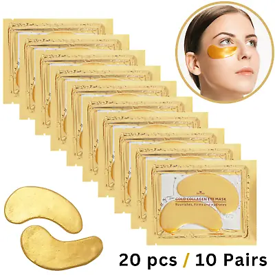Collagen 24k Gold Under Eye Gel Patches Masks - Anti Ageing Wrinkle Bag Remover • £3.29