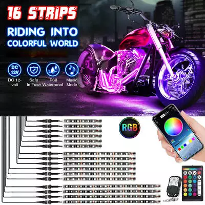 16pc RGB Motorcycle LED Neon Under Glow Lighting Kit For Harley Davidson Music • $38.98