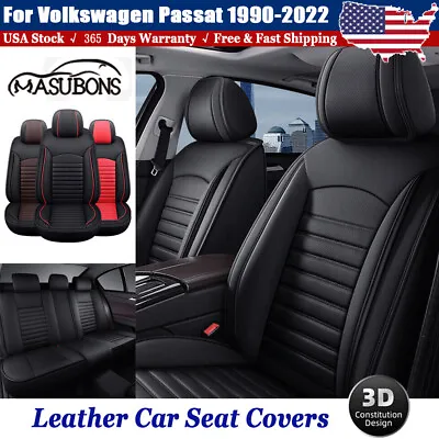 $132.16 • Buy Deluxe Leather Car Seat Covers Full Set Front Rear Cushion For Volkswagen Passat