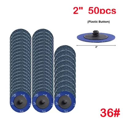 50PCS 2 Inch 36 Grit Sanding Grinding Disc Zirconia Roll Lock Die Grinder DA • $15.98