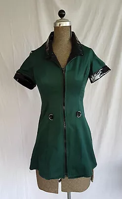 Gallery Serpentine Dress Green Black PVC  Zipper 10 Punk Goth Military • $70