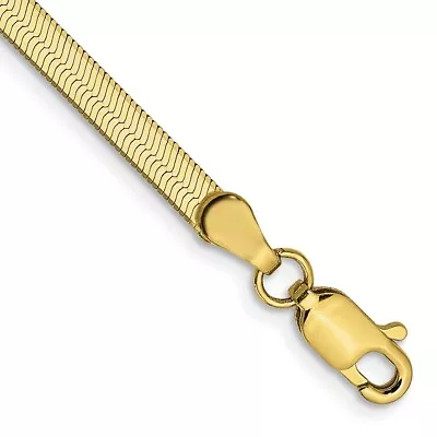 Real 10K Yellow Gold 3mm Silky Herringbone ChainBracelet; 7 Inch; Lobster Clasp • £139.44