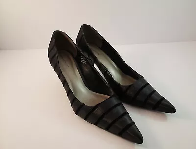 👠Vintage Worthington Elegance Black Satin High Heel Pumps - Size 10M - Plus Box • $25.99