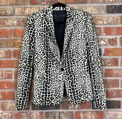 Zara Basic Cheetah Leopard Blazer Jacket Super Soft Comfortable Career Dressy M • $29.95