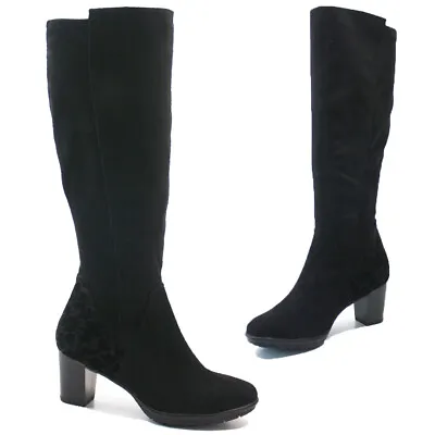 £15.95 • Buy Ladies Knee High Black Boots Casual Riding Fashion Winter Mid Heel Stretch Size