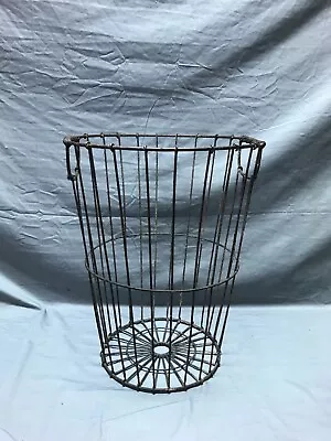 VTG Black Twisted Metal Wire Waste Trash Can Small Laundry Hamper Old 1334-23B • $175