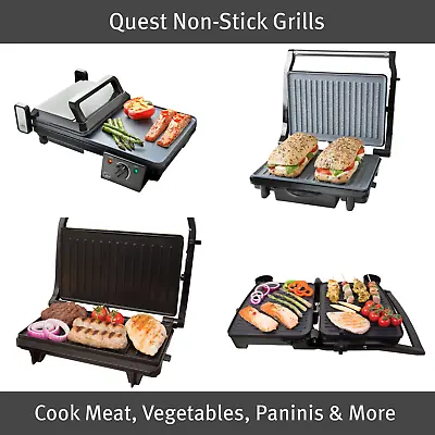 £21.99 • Buy Quest Non-Stick Grills / Cook Meat, Fish, Veg And Paninis / Floating Hinged Lids