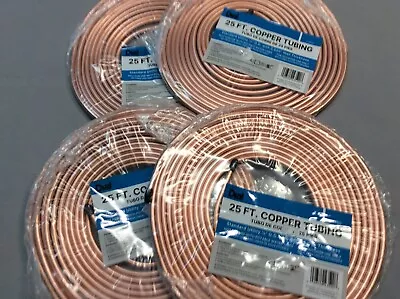 4 Rolls 1/4  OD X 25’ (100’) Copper Refrigeration HVAC Tubing Coiled Dial 4352 • $79.99