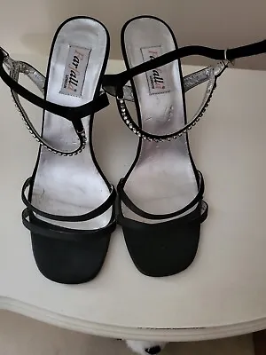 Womens Farfalla  Shoes - Black Sandals With Diamante Strap Size 5 • £2