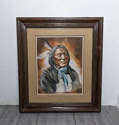 Vintage MAIJA Framed Art Print Indian Chief Portrait - Native American Western • $225