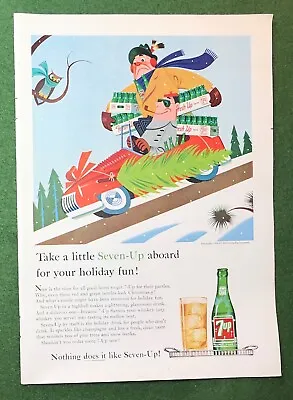 Vintage 1950s Magazine Ad 7-up Soda Holiday CHRISTMAS Classic Cool Vintage Art • $10
