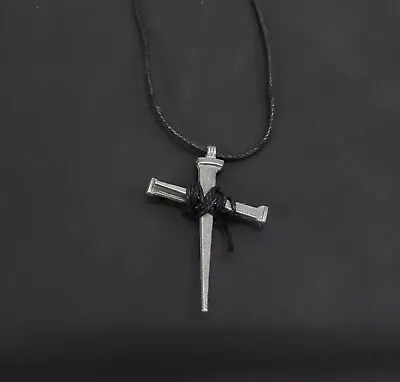 Corded Cross Crucifix 3 Metal Nails Spikes 2   Pendant Necklace 24  Unisex • $6.95