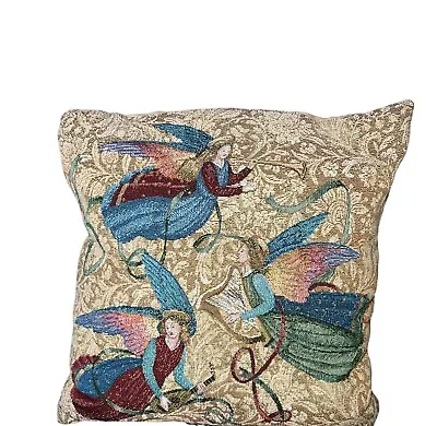 Three Angels With Musical Instruments Tapestry Throw Pillow Christmas • $19.99