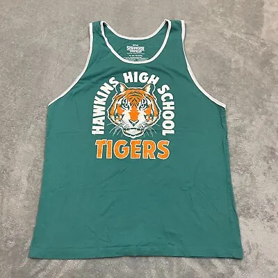 Netflix Stranger Things Hawkins High School Tigers Tank Top Green Mens XL • $9.54