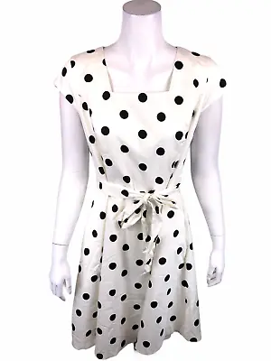$10.50 • Buy Isaac Mizrahi Special Edition Polka Dot Fit & Flare Woven Dress Pearl Size 0 