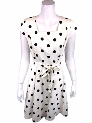 $10.50 • Buy Isaac Mizrahi Special Edition Polka Dot Fit & Flare Woven Dress Pearl Size 0 