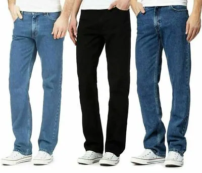 Mens Straight Leg Regular Fit Denim Jeans Boys Jeans All Waist And Sizes Pants • £18.75