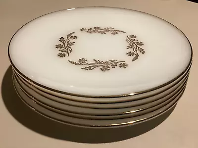 Vtg Federal White Milk Glass MEADOW GOLD 9 7/8  Dinner Plates Set Of 6 USA Guc • $26