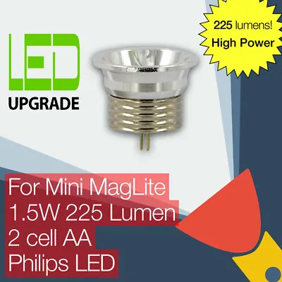 Mini MagLite LED Conversion/upgrade Bulb 225LM High Power Torch/flashlight 2AA • £13.95