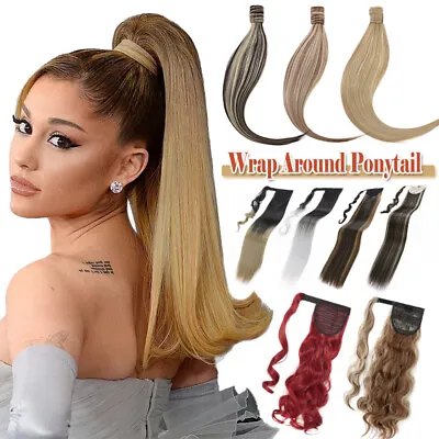 UK Long Real Thick Pony Tail Clip In As Human Hair Extensions Wrap On Ponytail • £12.80