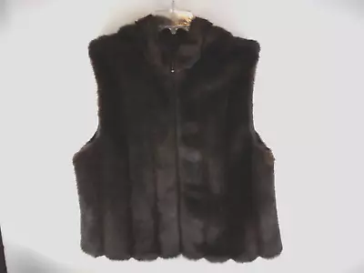 VTG Preston & York Faux Mink Fur Vest Beautiful Realistic Size L (Bust 44) Gift • $31.95