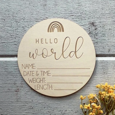 Photo Prop Practical Keepsake Hospital Hello World Wooden Baby Announcement Sign • $12.13