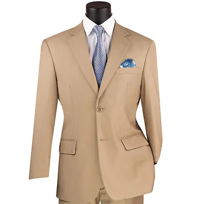 BIG & TALL Men's Beige Classic Fit Suit W/ Adjustable Waistband NWT • $135