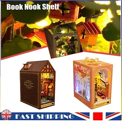 Creative Wooden 3D Book Nook Shelf DIY Miniature Fairy Gift LED Insert Kit  • £30.04