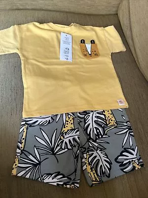 F&F Boys Leopard & Jungle Design 2 Piece Short Set 12/18 Months New • £3.50