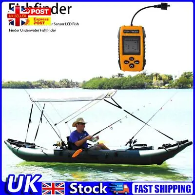 Echo Sounder Wired Sonar Fish Finder LCD Screen 100m Depth Locator Fishfinder UK • £32.39