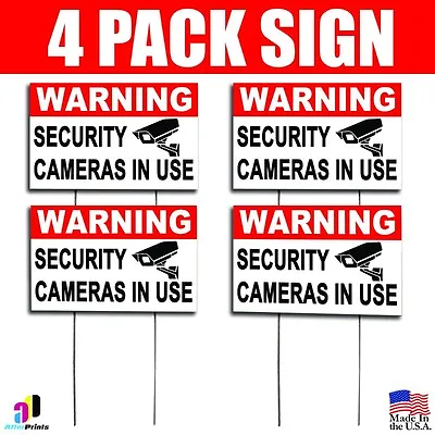 4X WARNING SECURITY CAMERAS IN USE Coroplast Yard Sign Indoor Outdoor Stake • $19.99