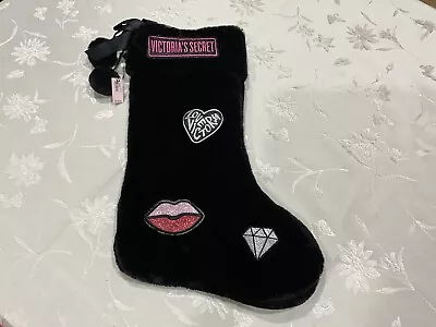 Victoria’s Secret Black Faux Fur Christmas Stocking NWT 18-20” Long Retail $28 • $22.22