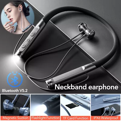 Magnetic Bluetooth Wireless Neckband Earphones HIFI Headphones Handsfree Headset • £12.49