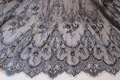 Chantilly Bridal Costume Lace Fabric Eyelash Floral Veiling Evening Dress 3m/pc • £33.99