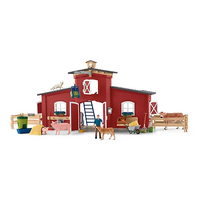 £89.99 • Buy Schleich 42606 Red Barn With Animals & Accessories Farm World Toy Barn Playset
